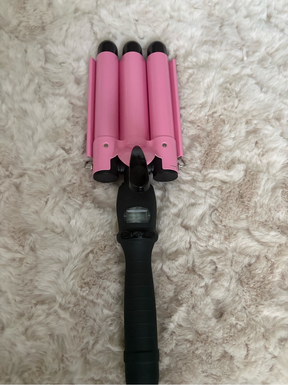 Pink Triple-Barrel Hair Waver with Digital Display - Unbranded